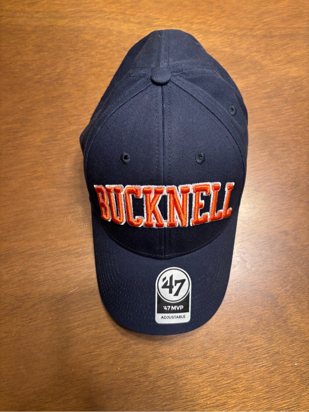 47 Navy Bucknell Adjustable Baseball Cap with Orange Embroidered Logo